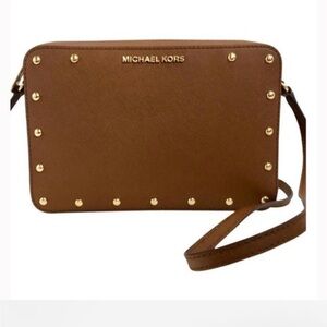 Michael Kors Studded Brown Crossbody Bag